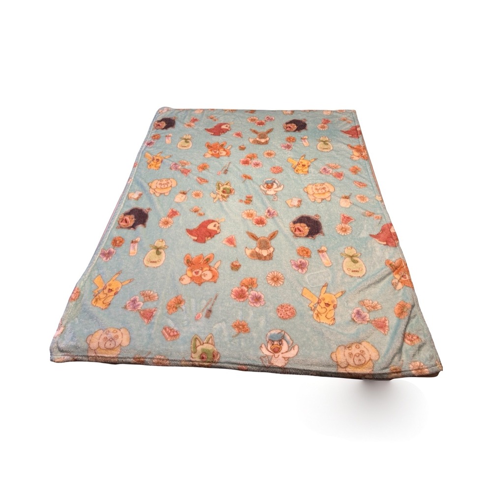 Pokemon Blooming Plush Throw Blanket Pikachu Eevee Northwest Light Blue‎ 2024